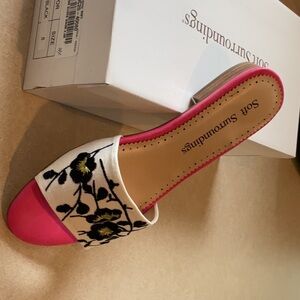 Soft Surroundings Pink Floral Women's Slide Sandals